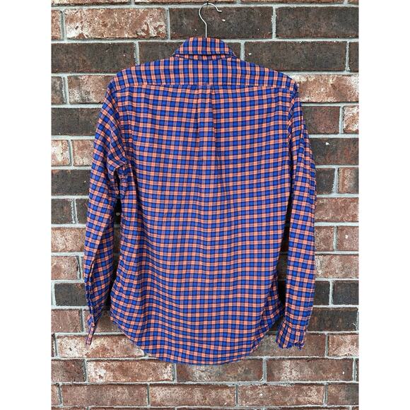 Ralph Lauren Button Down Shirt Blue & Orange Plaid Mens S Classic Fit All Cotton - Picture 3 of 5